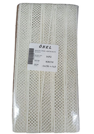 Dantel Polyester Güpür Bant Krem 14,50 Metre En 3 Cm On-1652-kr
