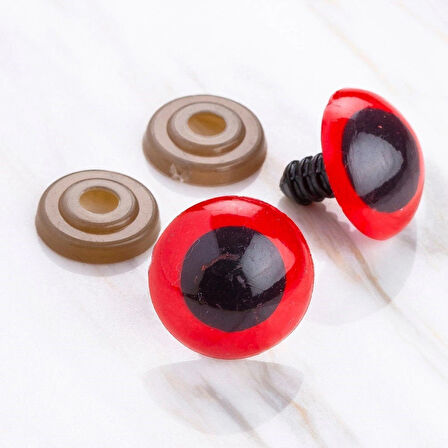 Leyloş 20 Mm Kırmızı 5 Çift Amigurumi Göz