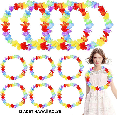 Hawaii Çiçekli Boyun Kolyesi 12 Adet