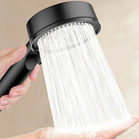 Leyloş 5 Fonksiyonlu Yüksek Basınçlı Ayarlanabilir Siyah Duş Başlığı