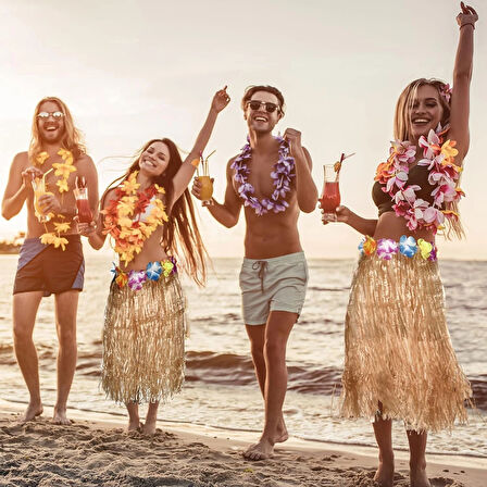 Hawaii Tarzı Hula Eteği – 60 Cm Hasır Natural Etek