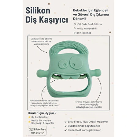 Koyu Yeşil Bebek Silikon Diş Kaşıyıcı