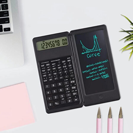 Leyloş Silinebilir Lcd Yazı Tabletli,kalemli Katlanabilir Bilimsel Hesap Makinesi