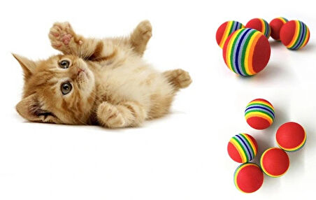 2 Adet Gökkuşağı Renklı Kedı Köpek Oyun Topu