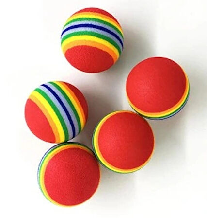 2 Adet Gökkuşağı Renklı Kedı Köpek Oyun Topu