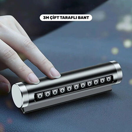 Leyloş Alüminyum Kasa Siyah Renk Çevirmeli Araç Içi Telefon Numaratörü Park Oto Numaratörü