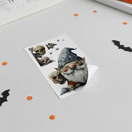 Gotik Cüce Ve Kafatası Halloween Duvar Sticker Seti