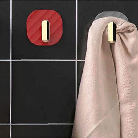 Leyloş 2li Yapışkanlı Retro Askılık Dolap Kapak Kulpu Kırmızı