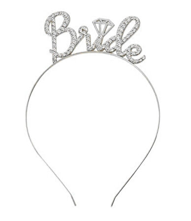 Gümüş Renkli Taşlı “bride” Gelin Tacı