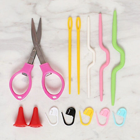 Leyloş Çantalı Tığ Ve Örgü Aksesuarları Seti