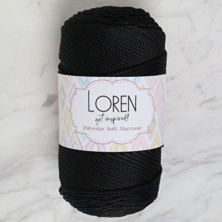 Leyloş Polyester Soft Macrame Siyah El Örgü İpi - Lm040 - 34445