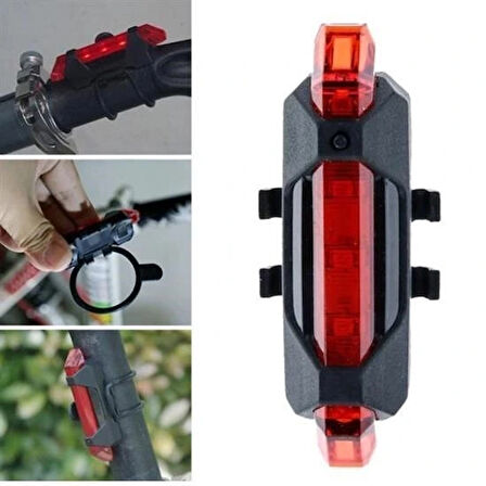 Leyloş Usb Şarj Edilebilir Parlak Bisiklet Led Lamba Su Geçirmez Güvenlik Uyarı Arka Lamba Işığı