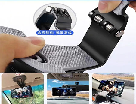 Araba Gösterge Üstüne Takılan 360 Oynar Başlıklı Telefon Tutucu