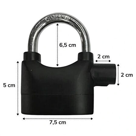Leyloş Desibel Siyah Alarmlı Çok Fonksiyonlu Ekstra Güvenlikli Kare Asma Dolap Kilidi