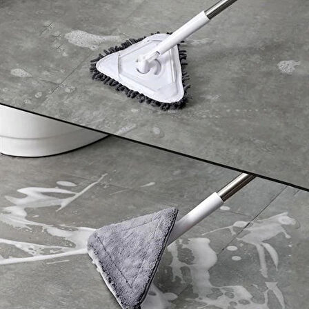 Leyloş Teleskopik Saplı 150 Cm Üçgen Mop Cam Duvar Tavan Fayans Parke Temizleyici Mop
