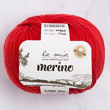 Leyloş Merino Kırmızı El Örgü İpi - L092 - 33789