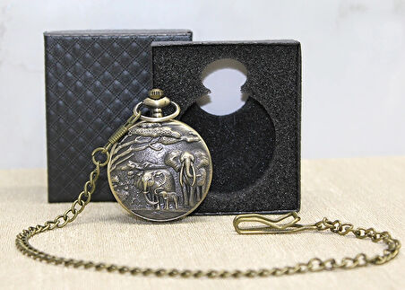 Özel Kutulu Antik Filli Köstekli Saat