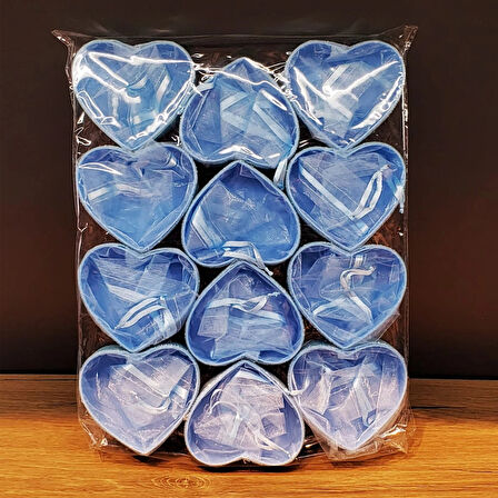 Mavi Kalp Tasarımlı Tül Kese