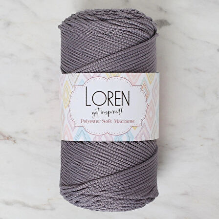 Leyloş Polyester Soft Macrame Gri El Örgü İpi - Lm050 - 34448