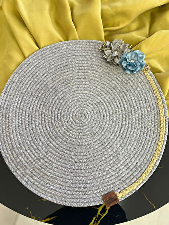 Decohandy 39cm Çiçekli Jüt Örme Supla Amerikan Servis