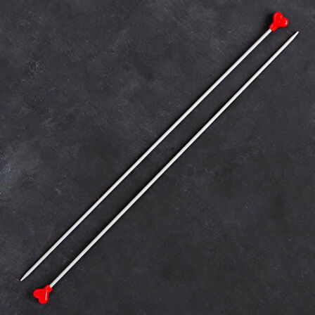 Leyloş Kalpli 3mm 35cm Klasik Alüminyum Örgü Şişi -