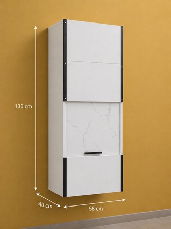 PVC Kombi Dolabı En×Boy×Der: 58×132×40 cm Balkon İç-Dış Mekan Mutfak için Dayanıklı Dolap
