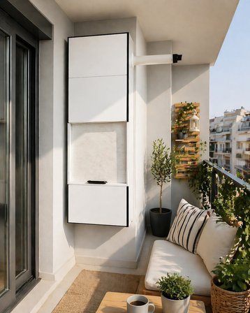 PVC Kombi Dolabı En×Boy×Der: 58×132×40 cm Balkon İç-Dış Mekan Mutfak için Dayanıklı Dolap