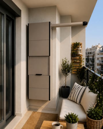 PVC Sürgülü Kapak Kombi Dolabı En×Boy×Der: 58×160×40 cm Balkon İç-Dış Mekan Mutfak için Dayanıklı Dolap