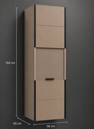 PVC Sürgülü Kapak Kombi Dolabı En×Boy×Der: 58×160×40 cm Balkon İç-Dış Mekan Mutfak için Dayanıklı Dolap