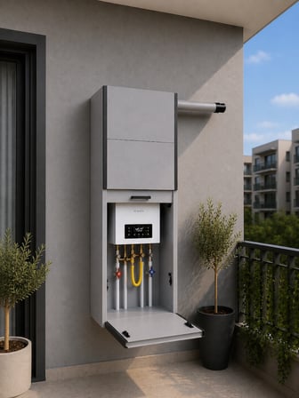 Açık Gri PVC Sürgülü Kapak Kombi Dolabı En×Boy×Der: 58×130×40 cm Balkon İç-Dış Mekan Mutfak için Dayanıklı Dolap