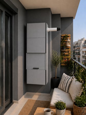 Açık Gri PVC Sürgülü Kapak Kombi Dolabı En×Boy×Der: 58×130×40 cm Balkon İç-Dış Mekan Mutfak için Dayanıklı Dolap