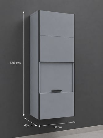 Açık Gri PVC Sürgülü Kapak Kombi Dolabı En×Boy×Der: 58×130×40 cm Balkon İç-Dış Mekan Mutfak için Dayanıklı Dolap