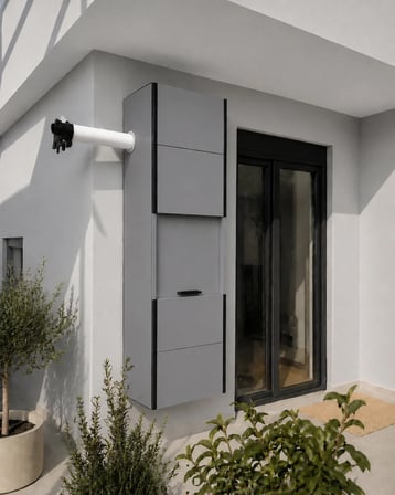 PVC Sürgülü Kapak Kombi Dolabı En×Boy×Der: 58×160×40 cm Balkon İç-Dış Mekan Mutfak için Dayanıklı Dolap