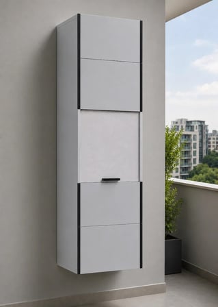 PVC Sürgülü Kapak Kombi Dolabı En×Boy×Der: 58×160×40 cm Balkon İç-Dış Mekan Mutfak için Dayanıklı Dolap