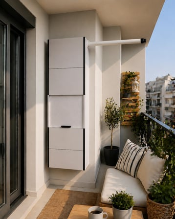 PVC Sürgülü Kapak Kombi Dolabı En×Boy×Der: 58×160×40 cm Balkon İç-Dış Mekan Mutfak için Dayanıklı Dolap