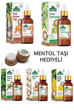 Arifoğlu Sakal Bakım Yağı Seti (badem-ısırgan-sarımsak-zeytin-ylang Ylang) Mentol Taşı