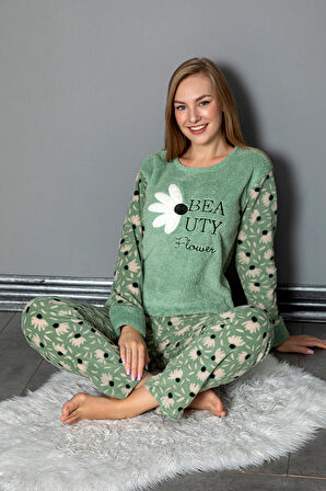 Nisanca Kışlık Kadın Polar Pijama Takımı - Yılbaşı Pijaması 