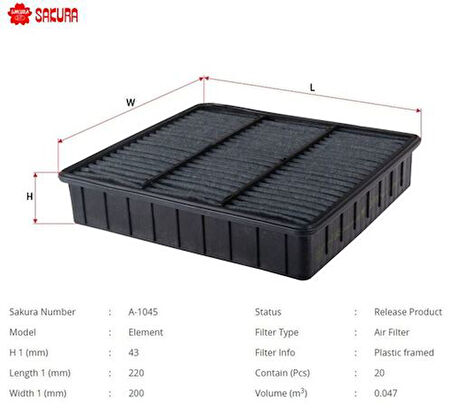 Sakura A1045 Hava Filtresi Proton Benzinli Modeller 6400940204