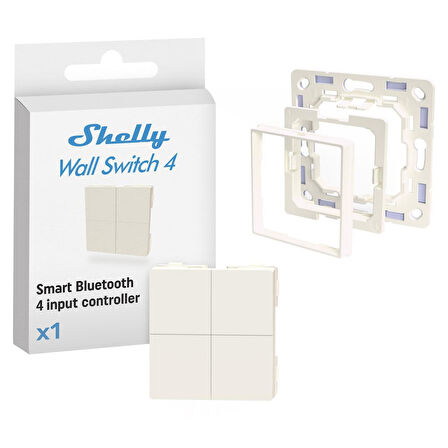 Shelly BLU WS4 Kablosuz Akıllı Buton + Legrand/Shelly Adaptör