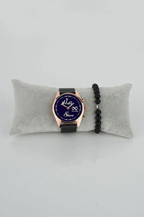 Kadın Kol Saati Sonsuzluk Mavi Zemin Sevgiliye Saat Bileklik Hediye Kişiselleştirilebilir