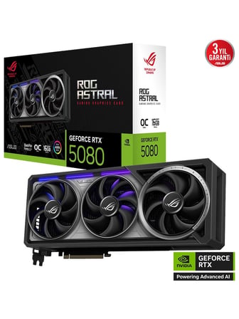 Asus RTX 5080 ROG Astral OC Edition ROG-ASTRAL-RTX5080-O16G-GAMING 256 Bit GDDR7 16 GB Ekran Kartı