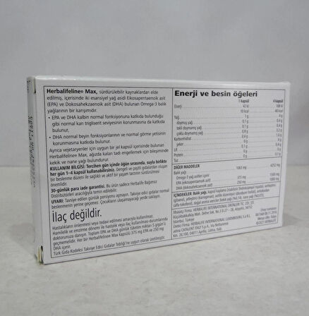 Herbalifeline Max - Omega 3 - EPA & DHA İçeren Balık Yağı Takviyesi