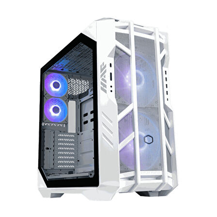 CM HAF700 Beyaz Tempered Glass ARGB Ledli, Mesh Ön Panel, Titanyum Gri Renkli FullTower Kasa