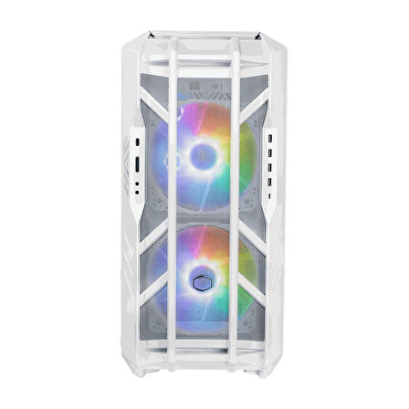 CM HAF700 Beyaz Tempered Glass ARGB Ledli, Mesh Ön Panel, Titanyum Gri Renkli FullTower Kasa