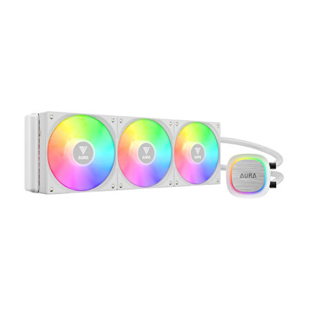 GAMDIAS AURA GL360 V2 WH, White Edition, 360mm,  RGB, 3 Fanlı, CPU Sıvı Soğutma