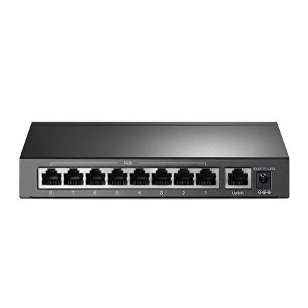 TP-LINK OMADA TL-SF1009P, 8 Port, MegaBit, Metal Kasa, 8 Port PoE, 65W, +1 Port Uplink, Yönetilemez, Masaüstü Switch