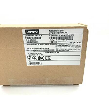 LENOVO 4XB7A17076  480Gb SSD, 5300 ENTRY Sata 6Gb, HOT SWAP THINKSYSTEM