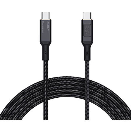  CB-MCC102-BK 100W NAYLON ÖRGÜLÜ 5A 480MBPS TYPE-C TYPE-C LCD EKRANLI KABLO 1.8MT