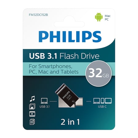 Philips USB Flash Bellek 32 GB Type-C Metalik Gri