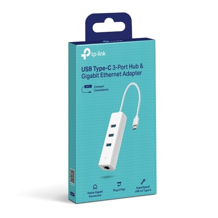  UE330C USB3.0 TYPE-C 3-PORT HUB VE GIGABIT ETHERNET ADAPTORU